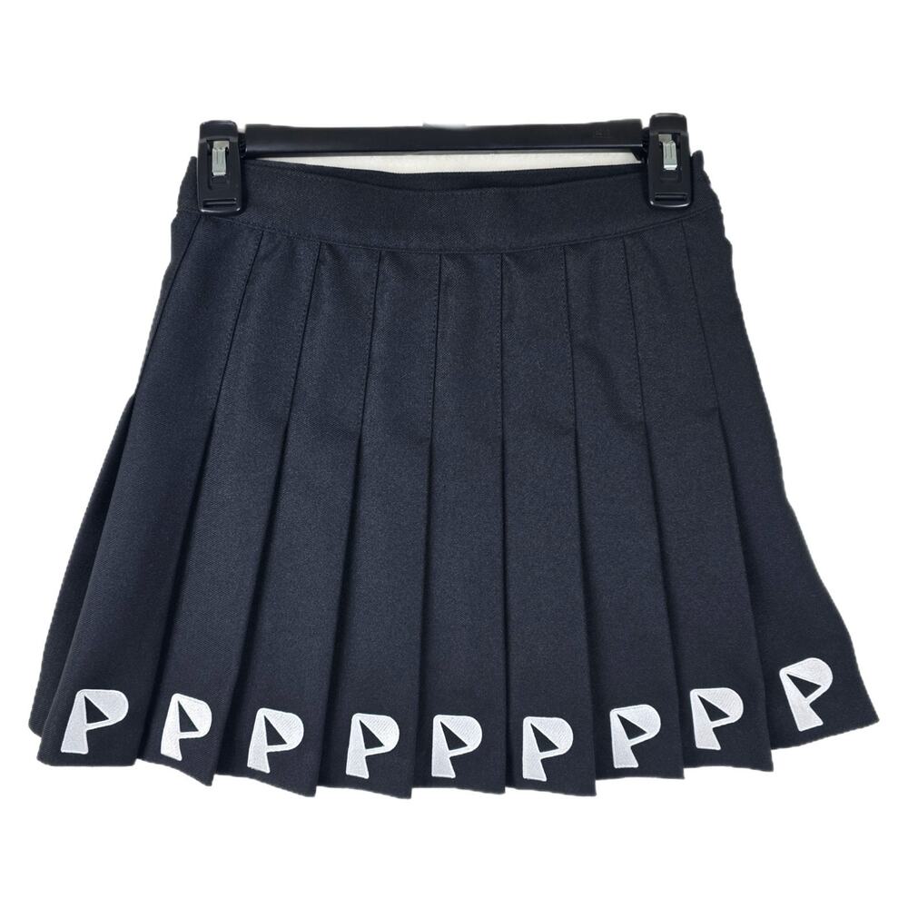 Public School Pictures Brand Pleated Mini Black Logo Skirt Size Small Streetwear